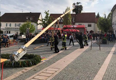 Maibaumstellen auf dem Marktplatz